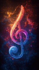 Image of a music note with a colorful background
