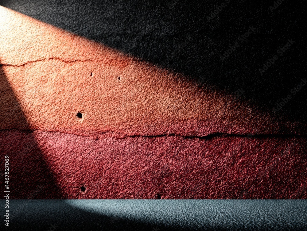 Poster Abstract Light and Shadow Play on Textured Wall with Warm Tones
