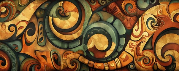Abstract vivid patterns express old powerful symbol of ancient tribe. Seamless history texture of vividness design convey sense of antique and tribal era perfect for archeology graphic style. AIG61.