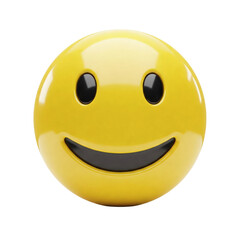 Yellow smiling emoji face with shiny surface