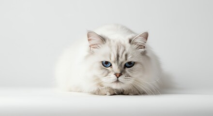 White fluffy cat studio shot