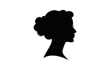 Young woman profile silhouette. Vector illustration of face silhouette, Silhouette of woman side view face isolated vector illustration, black color silhouette on a white background.