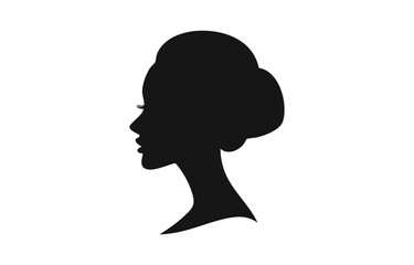 Young woman profile silhouette. Vector illustration of face silhouette, Silhouette of woman side view face isolated vector illustration, black color silhouette on a white background.