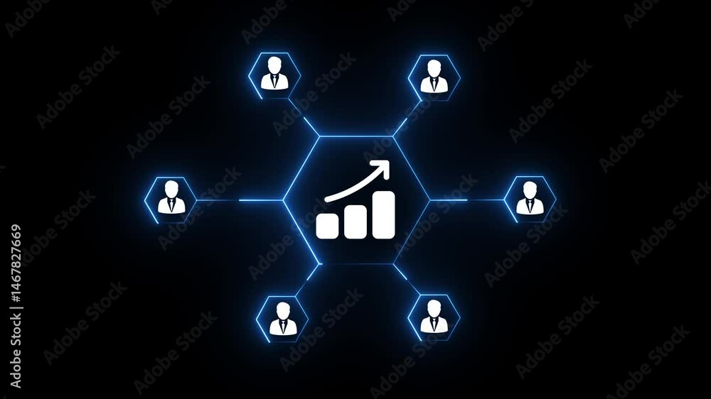 Poster business network growth strategy with centralized data visualization.