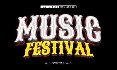 Editable 3D music festival text effect with a vibrant, energetic style perfect for musical festivals.