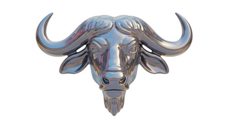Isolated Sculpted Metal Buffalo Head Symbolizing Strength and Resilience © Adrian