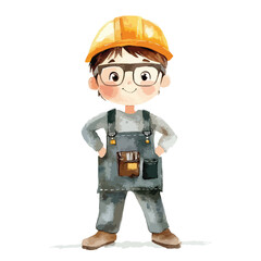 watercolor illustration of Petroleum Engineer clipart isolated