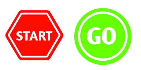 Start Go Icons – Red and Green Signal Buttons for UI, Games, and Labels