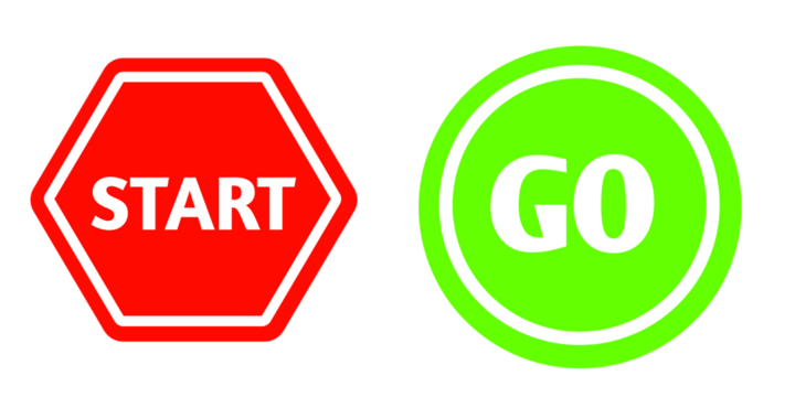 Start Go Icons – Red and Green Signal Buttons for UI, Games, and Labels