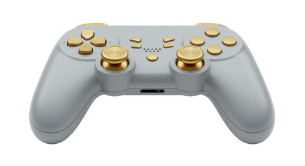 Isolated Gray and Gold Gaming Controller with Round Buttons © Adrian