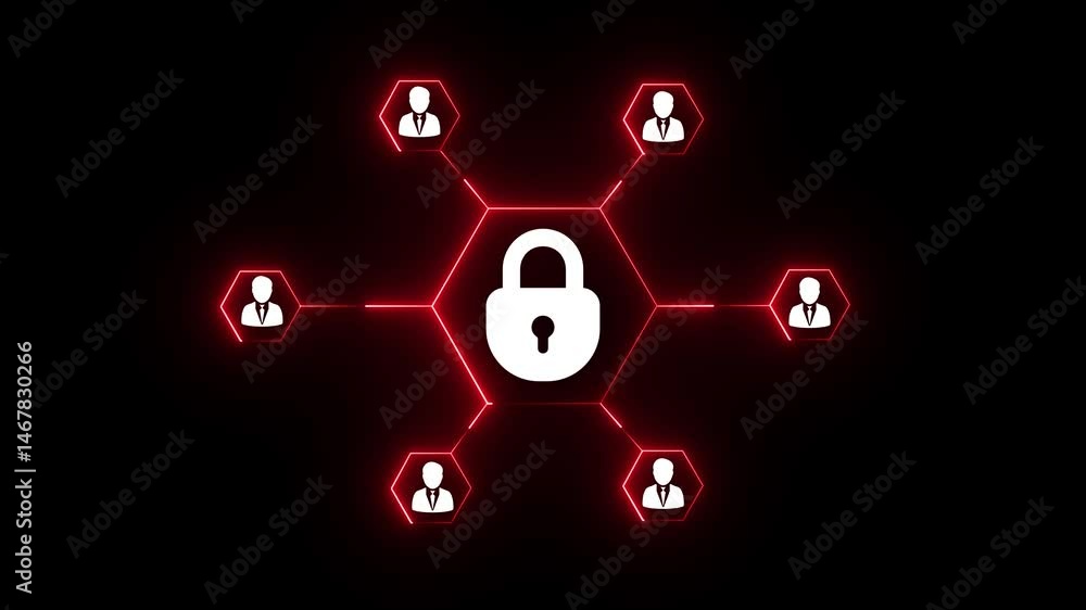 Poster cyber security lock icon isolated on dark background. futuristic digital security concept with a glo