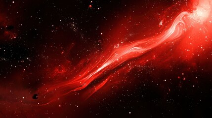 Red cosmic nebula with swirling energy, scattered stars
