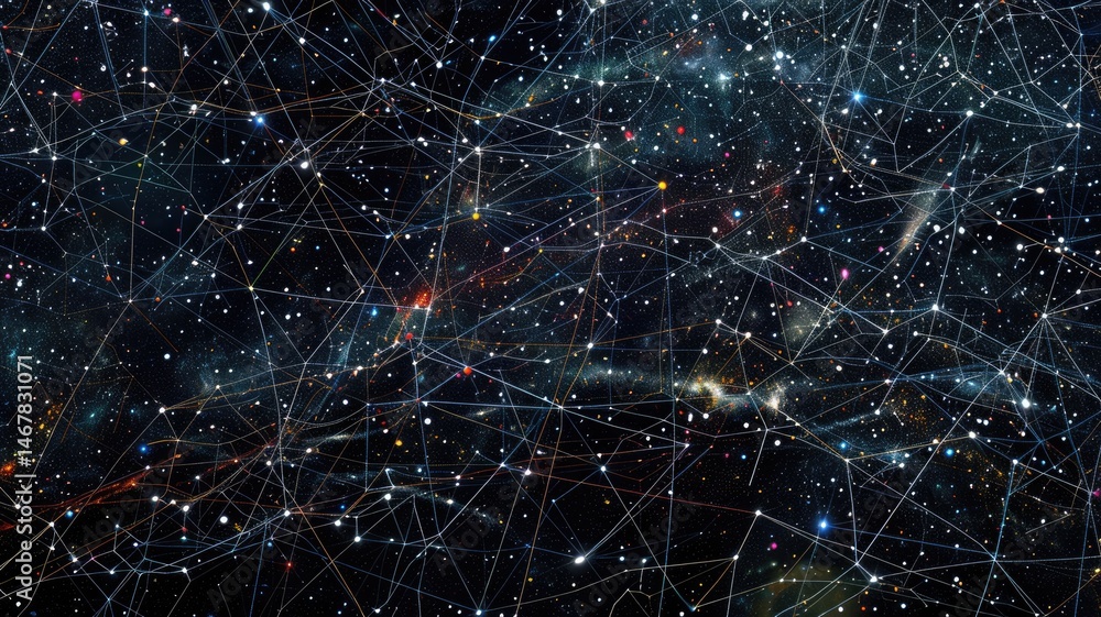 Poster abstract polygon data connect in seamless pattern with digital technology style design. particle con