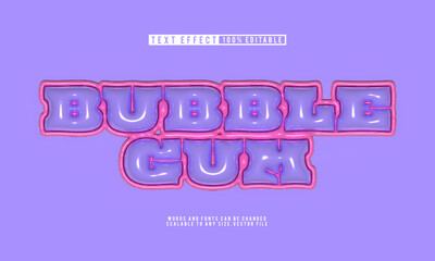 Editable bubble gum 3D text effect in balloon style, fun and vibrant