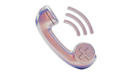 Isolated Holographic Phone Handset with Call Declined Symbol