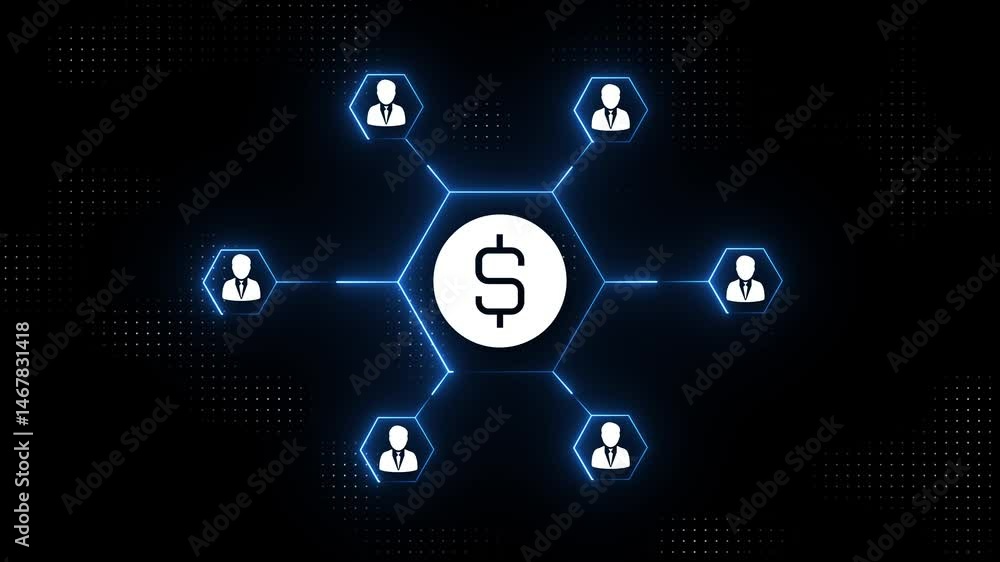Poster network connections and social networking concept with dollar icon animated. human communication ico