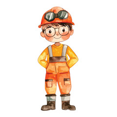 watercolor illustration of boy Power Plant Technician
