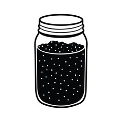 Chia pudding jar with visible ingredients