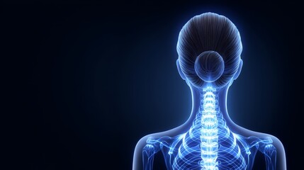 Spinal Curvature: Understanding Scoliosis - Medical illustration depicting the human spine, focusing on scoliosis. Shows back pain, spinal alignment, vertebrae