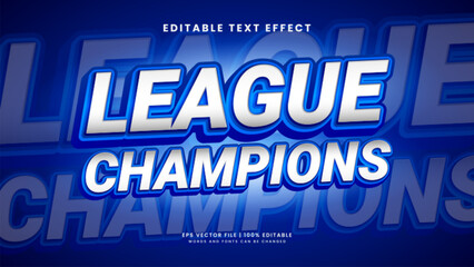 League champions 3d editable text effect sports style
