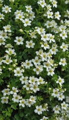 A profusion of miniature white flowers adorns a verdant sprig  , flora, botany, texture