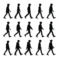 Black silhouettes of people include a vector illustration of school children