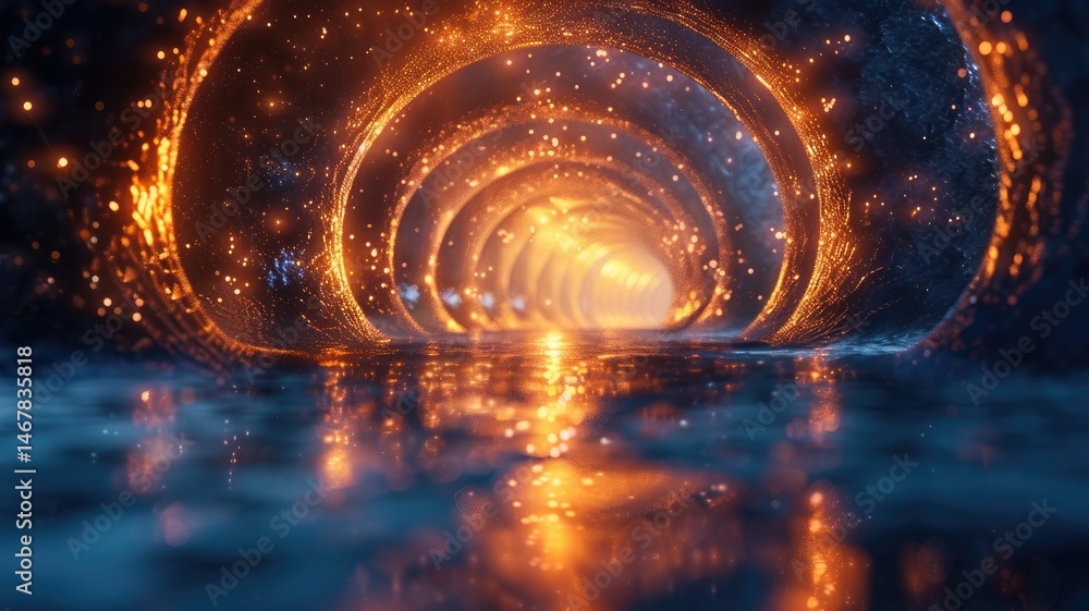 Poster abstract of vibrant line light with digital style effect in futuristic portal style scene with vivid