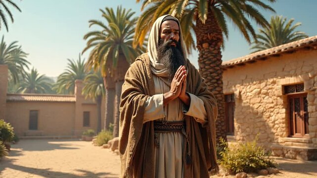 Prophet Elijah praying to God in the street