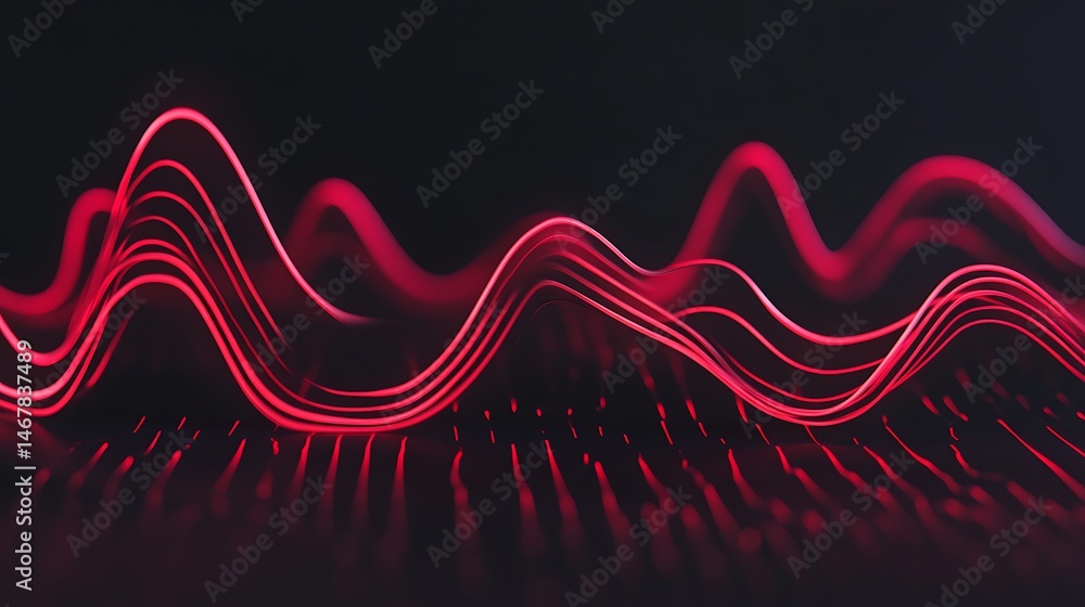 Poster abstract red wave patterns on dark background