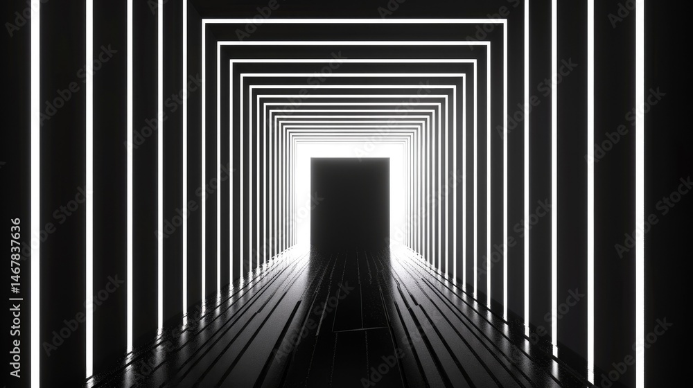 Poster this image features a simplistic geometric pattern of white lines forming a tunnel-like structure. t