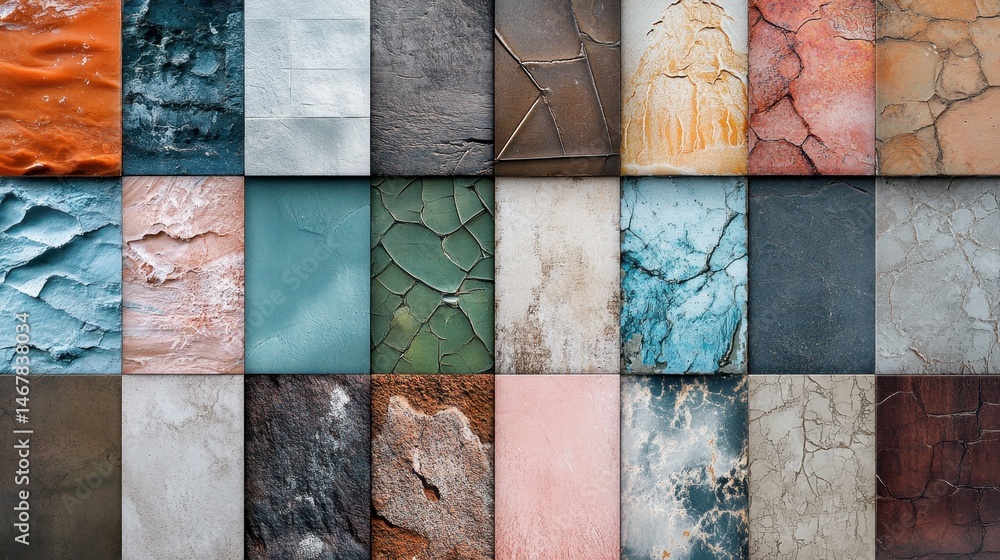 Poster this captivating collage showcases a variety of textures and patterns, featuring colorful surfaces w