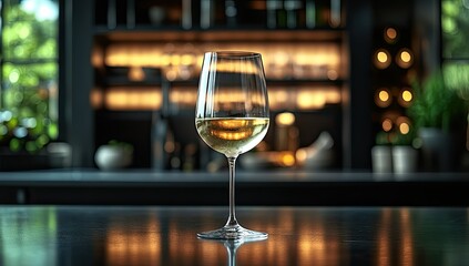 White Wine Glass Bar Interior.