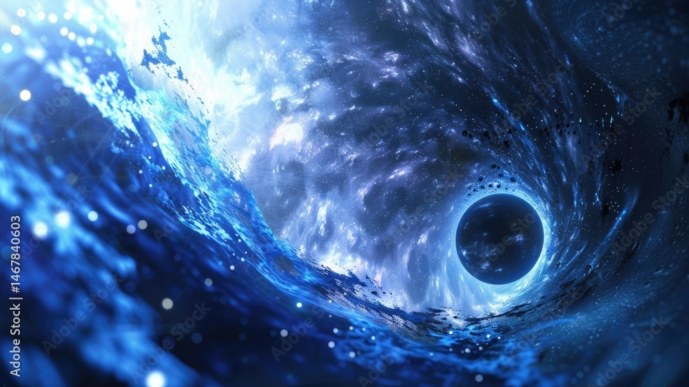 Poster abstract picture of wonderful blue wave in nebula style design connect and flow express energy dynam