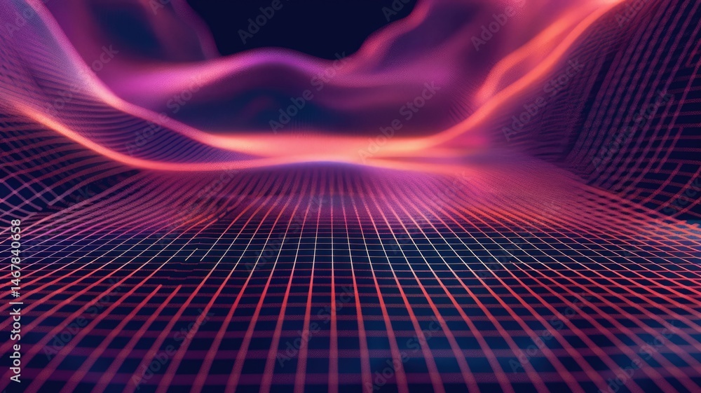 Poster explore this captivating abstract grid view, featuring dynamic colors that represent a futuristic la