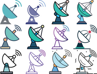 Obraz premium Satellite dish icon vector illustration isolated on white background.