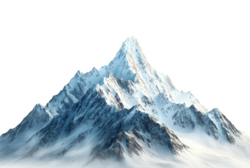 Majestic snow-capped mountain peak high altitude nature view serene landscape isolated on transparent background