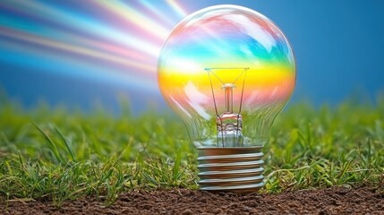 Radiant lightbulb concept showcasing innovation in ecological sustainability and alternative energy sources for a greener future earth