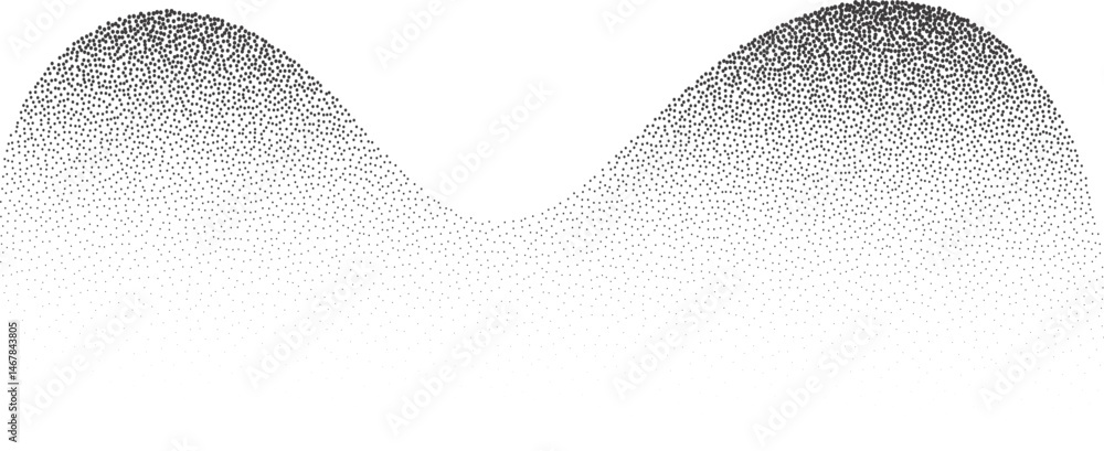 Poster abstract wavy shape with grainy dotted shadow. stipple fluid blob with fluid sandy gradient. grunge 