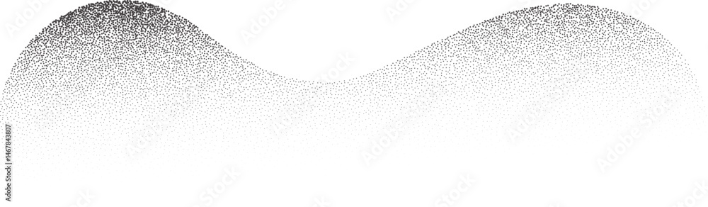 Poster abstract wavy shape with grainy dotted shadow. stipple fluid blob with fluid sandy gradient. grunge 