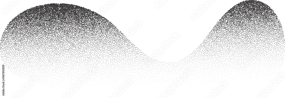 Poster abstract wavy shape with grainy dotted shadow. stipple fluid blob with fluid sandy gradient. grunge 