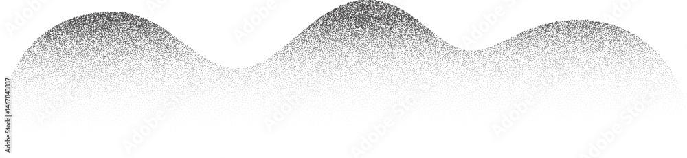 Poster abstract wavy shape with grainy dotted shadow. stipple fluid blob with fluid sandy gradient. grunge 