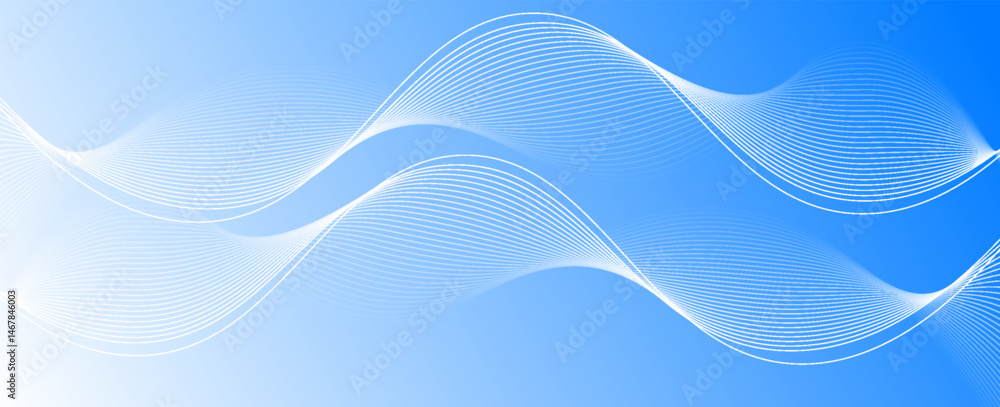 Aufkleber abstract blue gradient background with shining lines waves. minimalist background for banner, poster