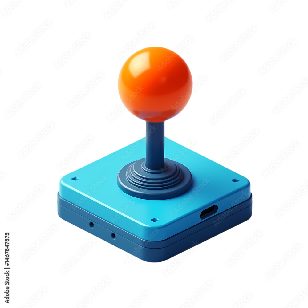 Poster retro joystick colorful 3d render isolated on transparent background
