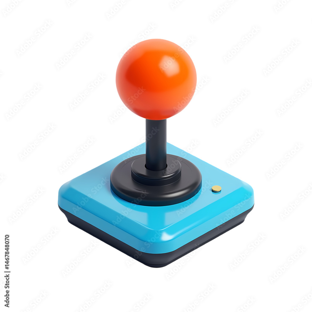 Poster retro gaming joystick 3d render of classic arcade controller isolated on transparent background