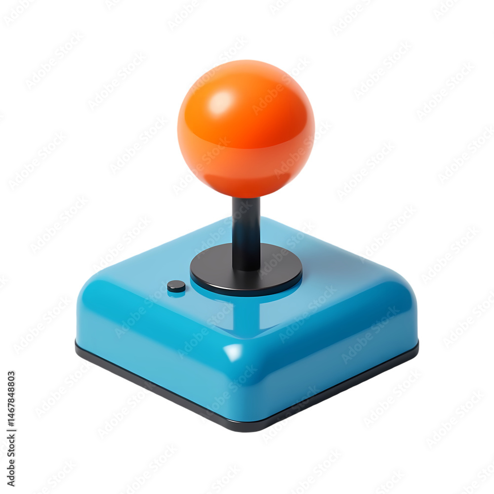 Poster retro joystick 3d render isolated on transparent background