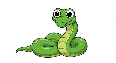Fototapeta premium Cartoon green snake illustration