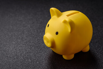 Piggy bank as a financial conceptual background with coins, doing business, saving money