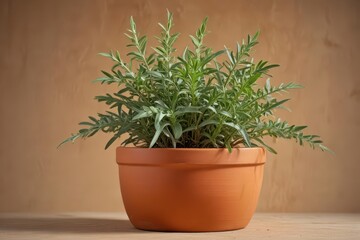 Fototapeta premium A lush sage plant in a terracotta pot, isolated , fresh, herb