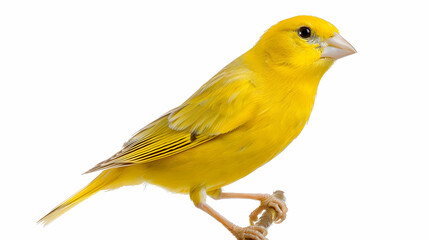serinus perch yellow canaria canary bird captivity avian feather wing beak studio shot portrait pet domestic animals animal isolated on white cute eye creature finch