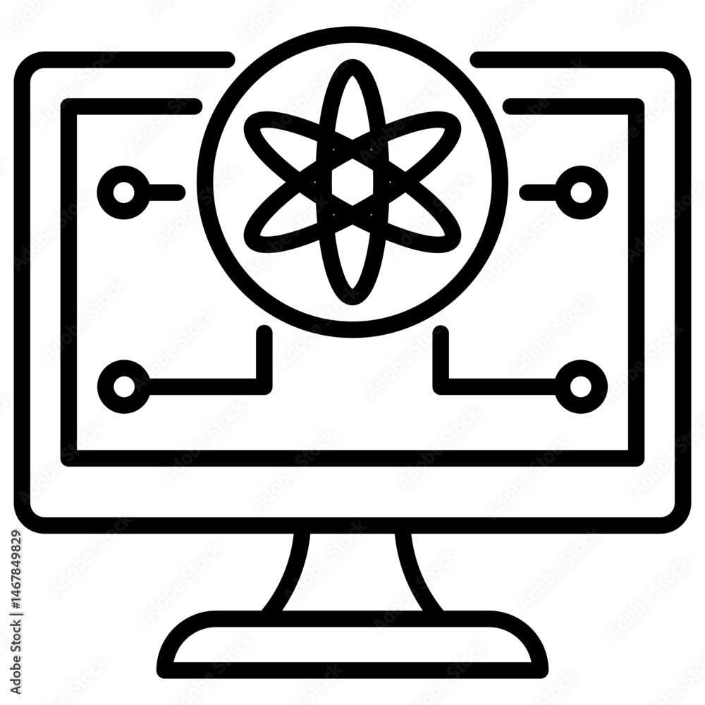 Poster computer science line icon